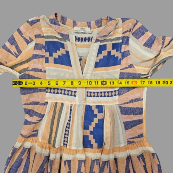 Devotion Twins Ella Dress Women Sz S Orange Blue Beige Multi Kipoi Elevated Boho - Picture 4 of 7